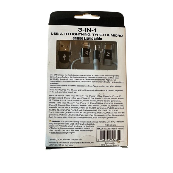 Lot 8 New PowerXcel Type C to Lightning Cables MFi-Certified Made with Kevlar - Picture 6 of 7